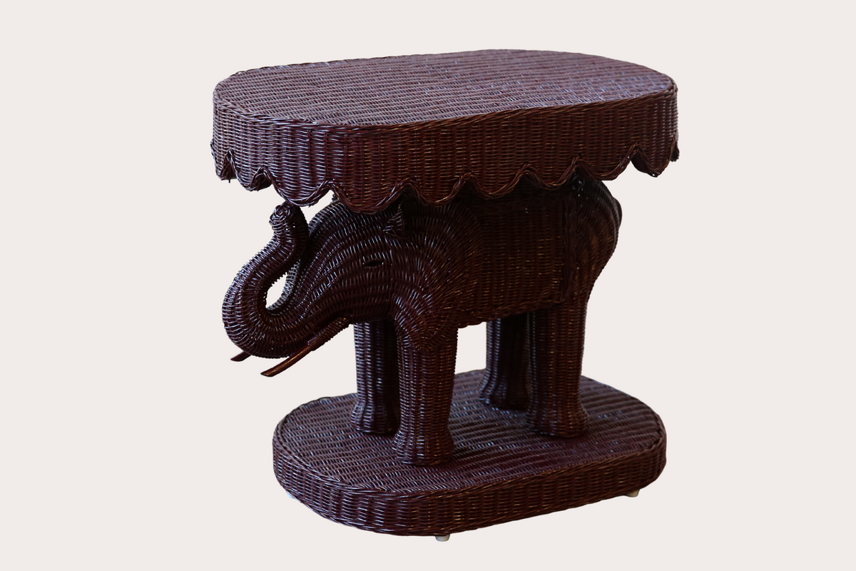 Jelani Side Table with scallop top. Wine Red