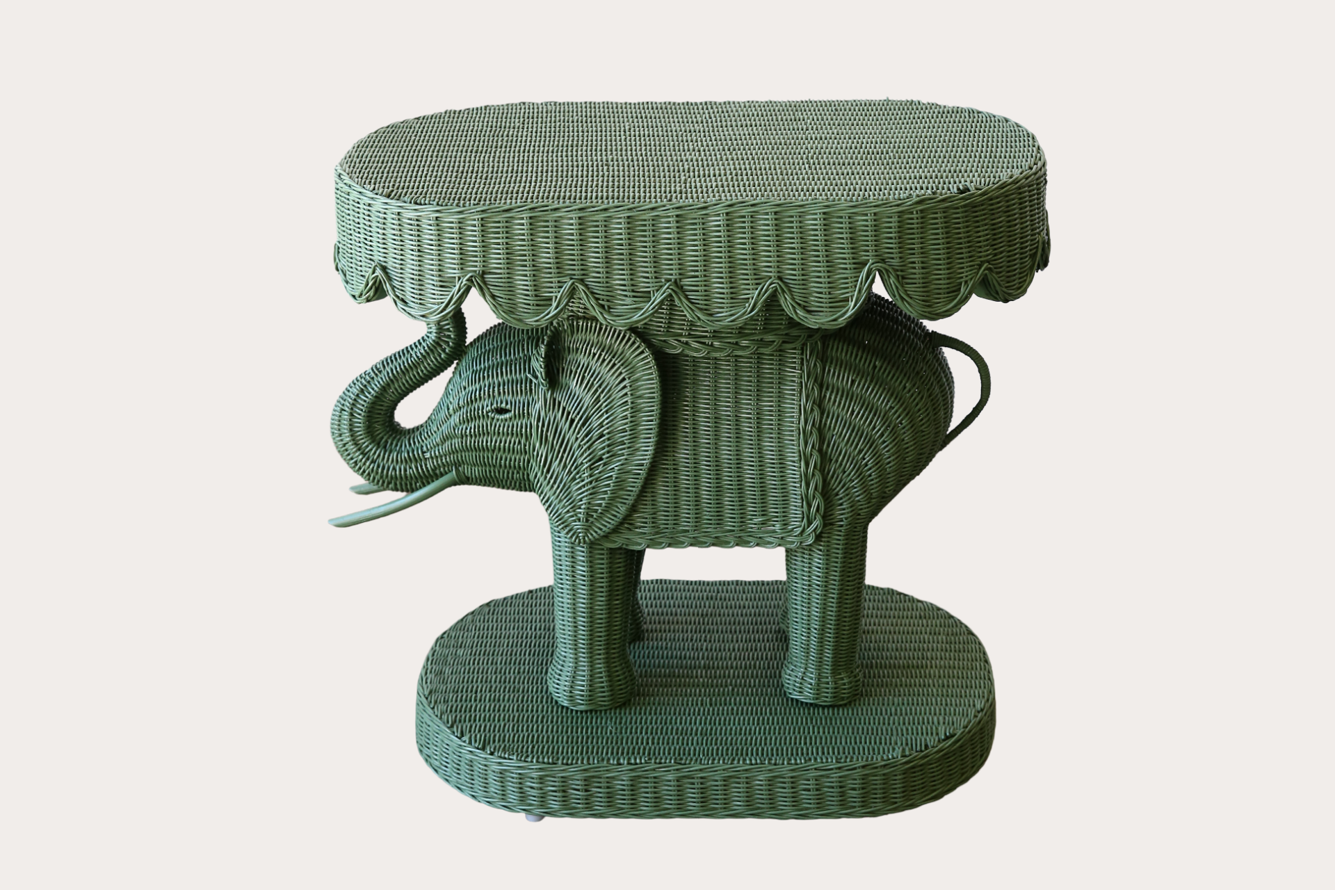 Jelani Side Table with scallop top. Reseda Green