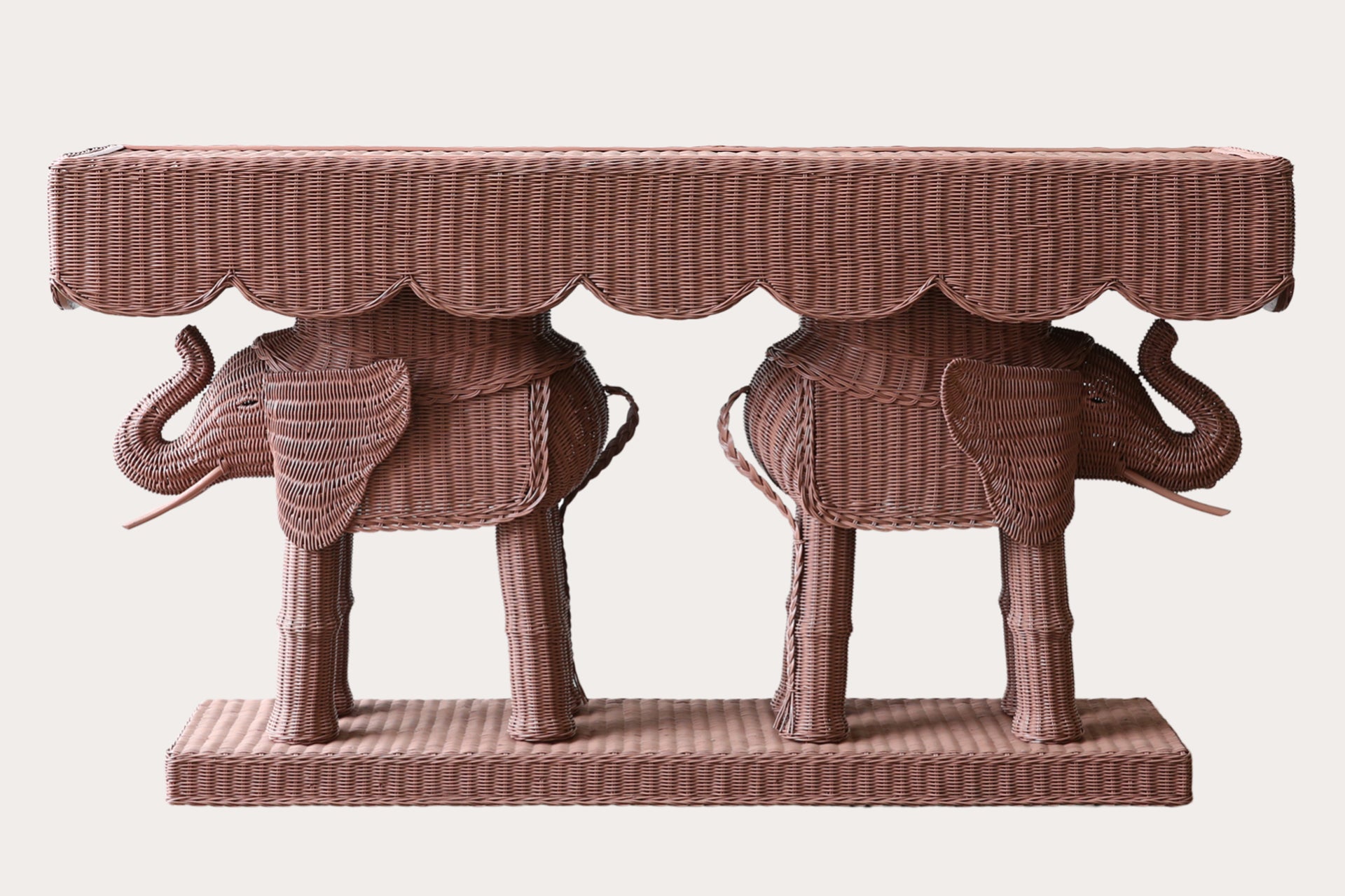 Jelani Elephant Console made from woven wicker and rattan