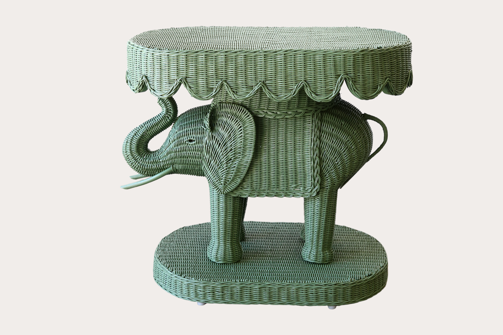 Jelani Side Table with scallop top. Reseda Green