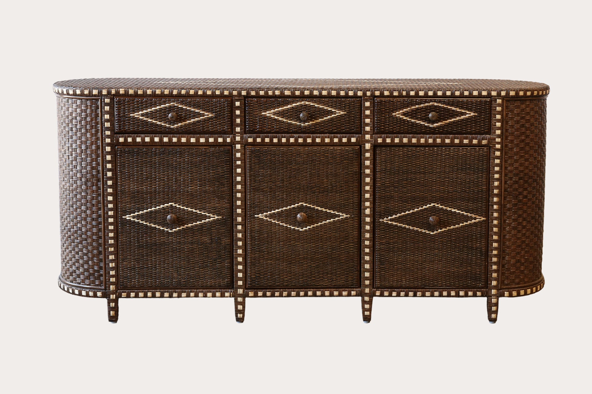 Larino 3 drawer / 3 door - Saddle & Straw