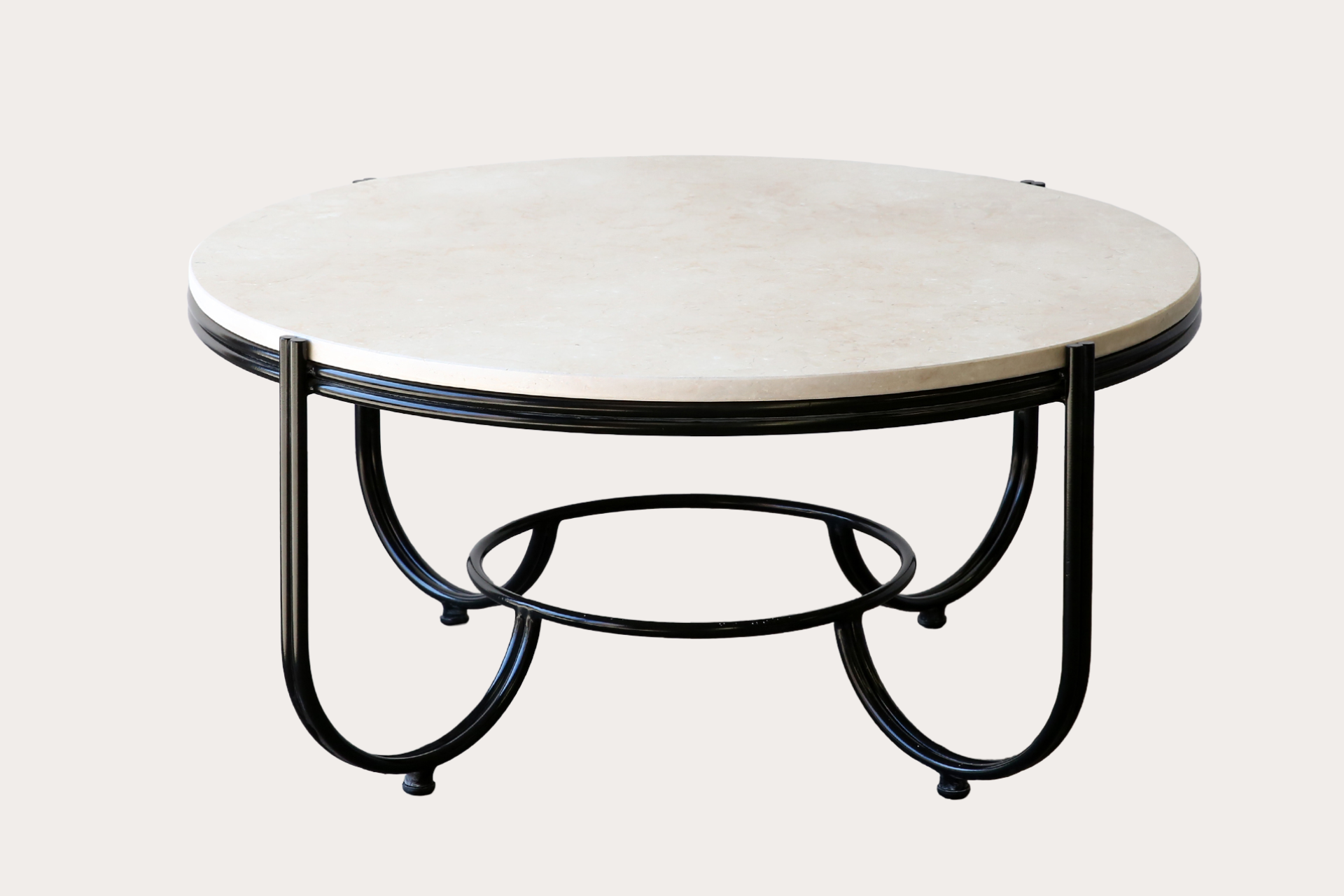 Monte Vista Coffee Table. Steel. Black with Stone Top