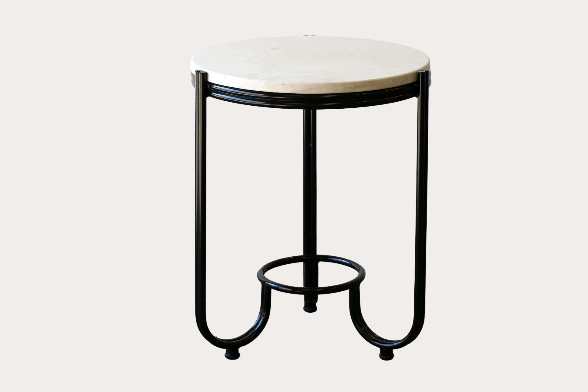 Luzon Side Table. Steel. Black with Stone Top