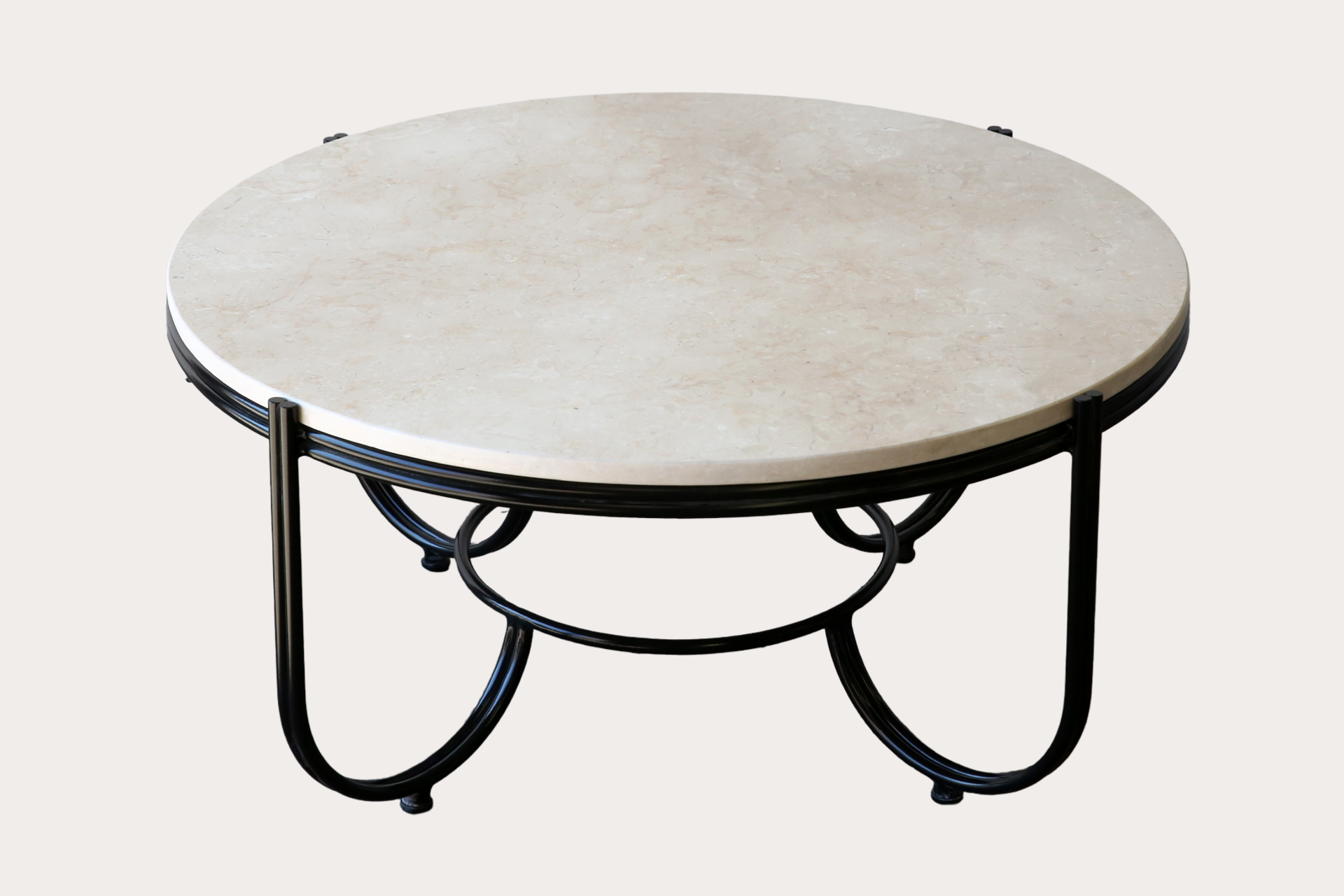 Monte Vista Coffee Table. Steel. Black with Stone Top