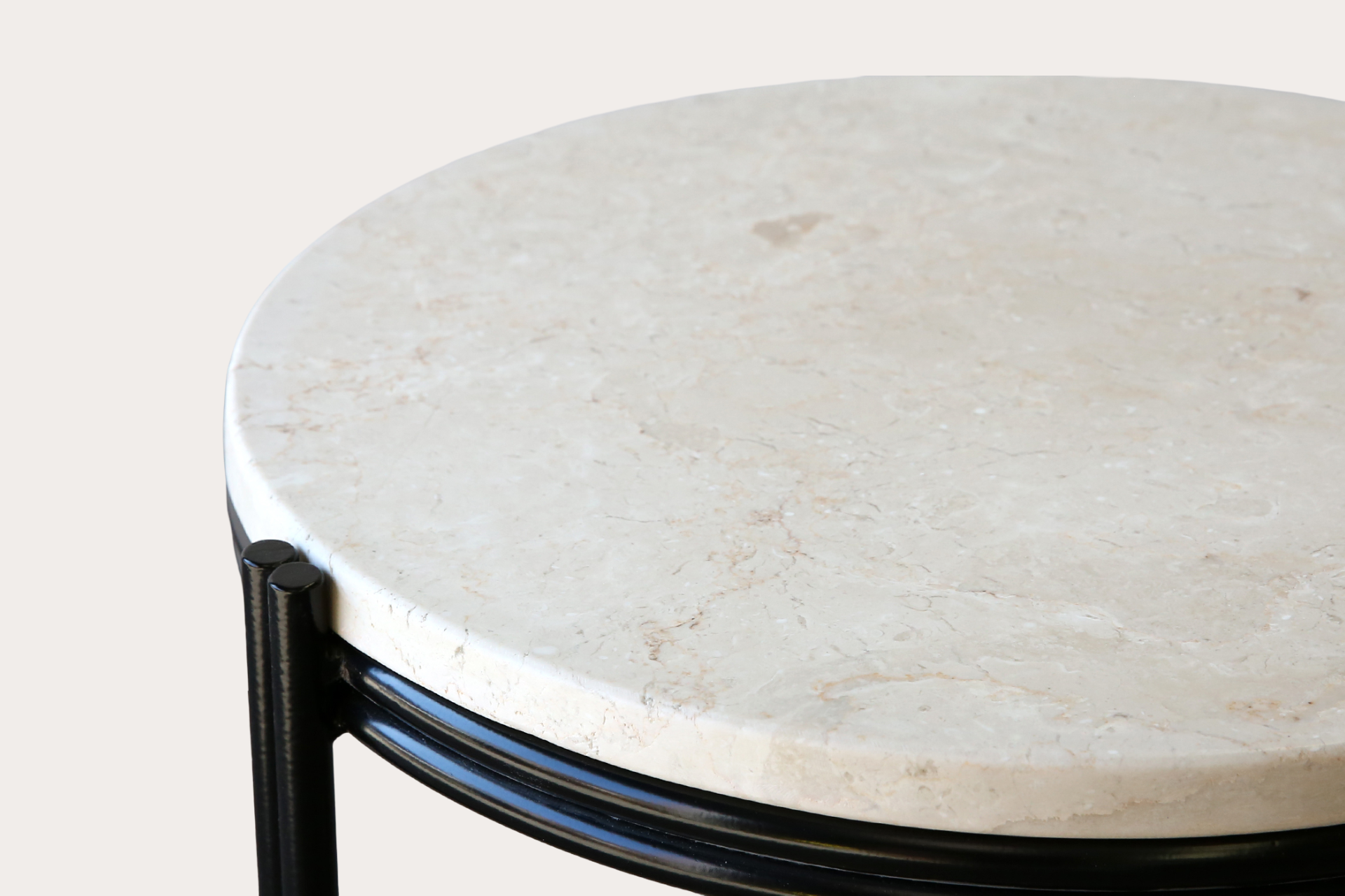 Luzon Side Table. Steel. Black with Stone Top