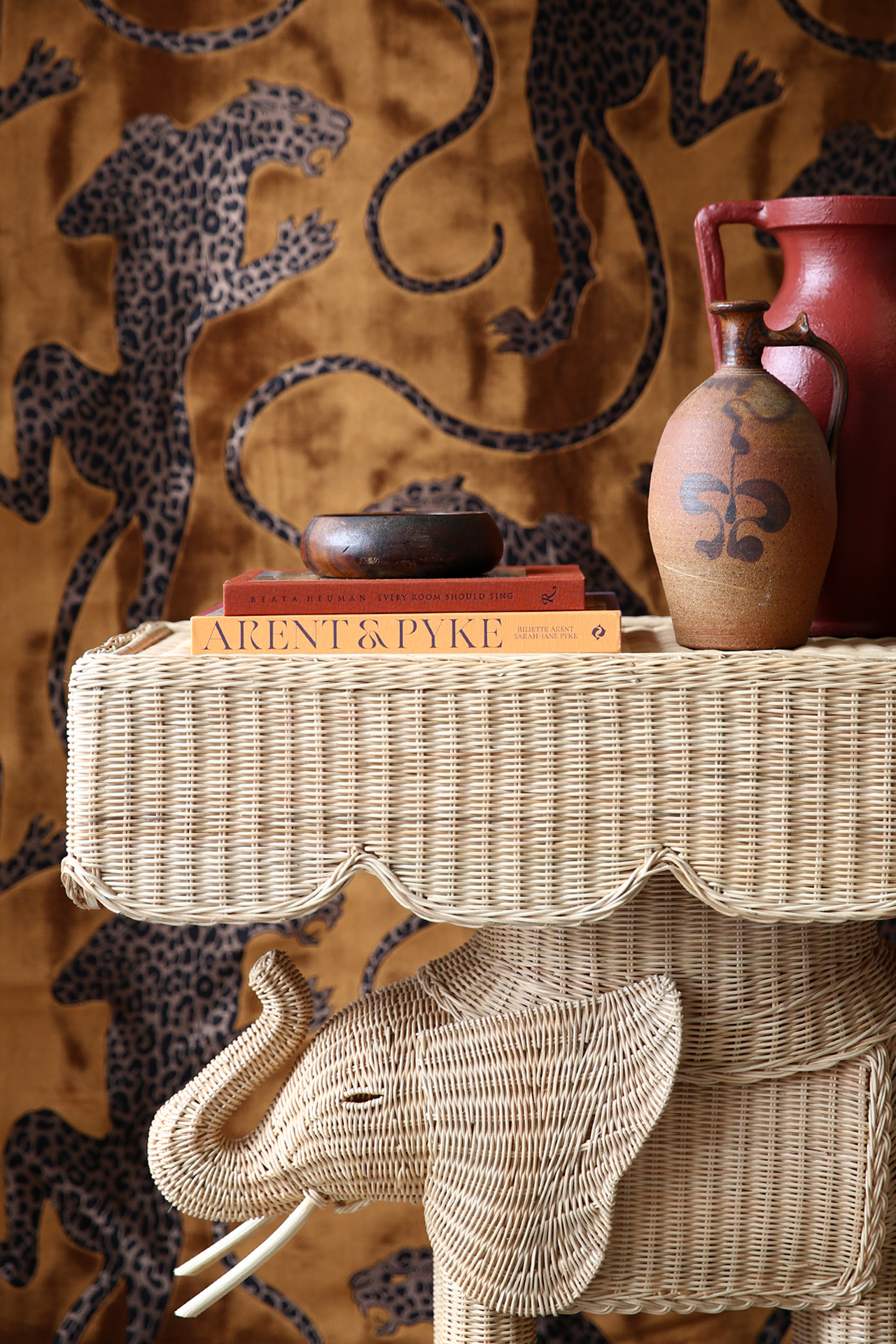 Jelani Elephant Console. Natural wicker