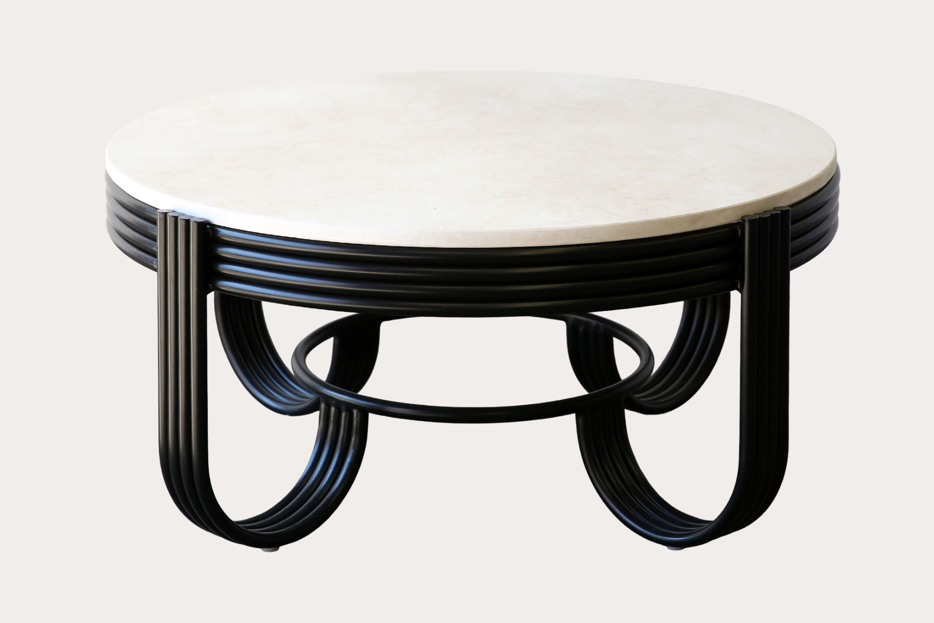 Pretzel Aluminium Outdoor Coffee Table. Black with Stone