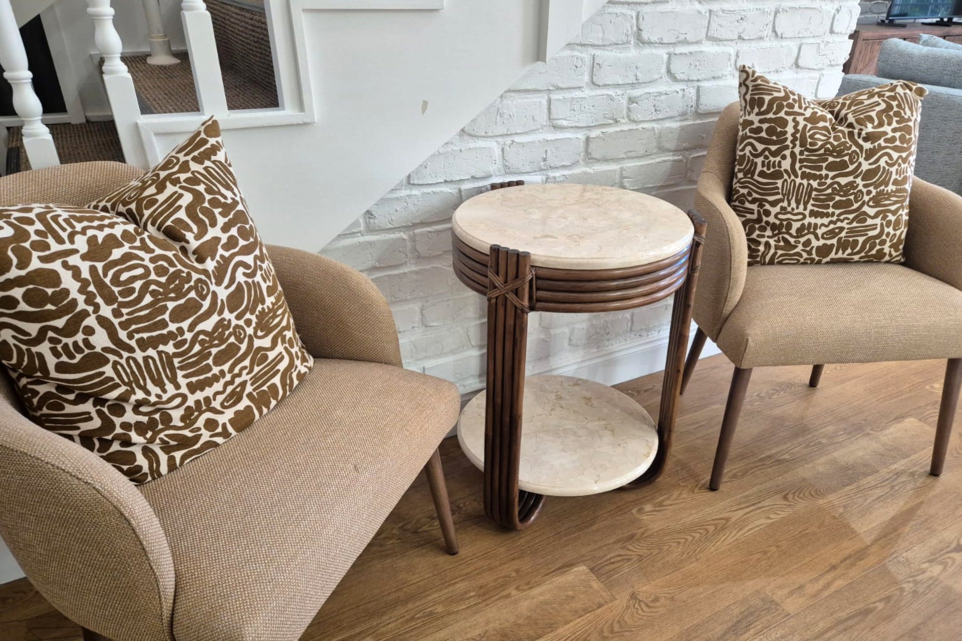 Pretzel | custom marble 2 shelf side table