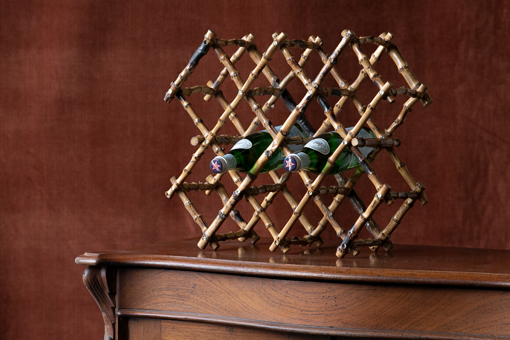 Vintage Tiger Cane Wine Rack