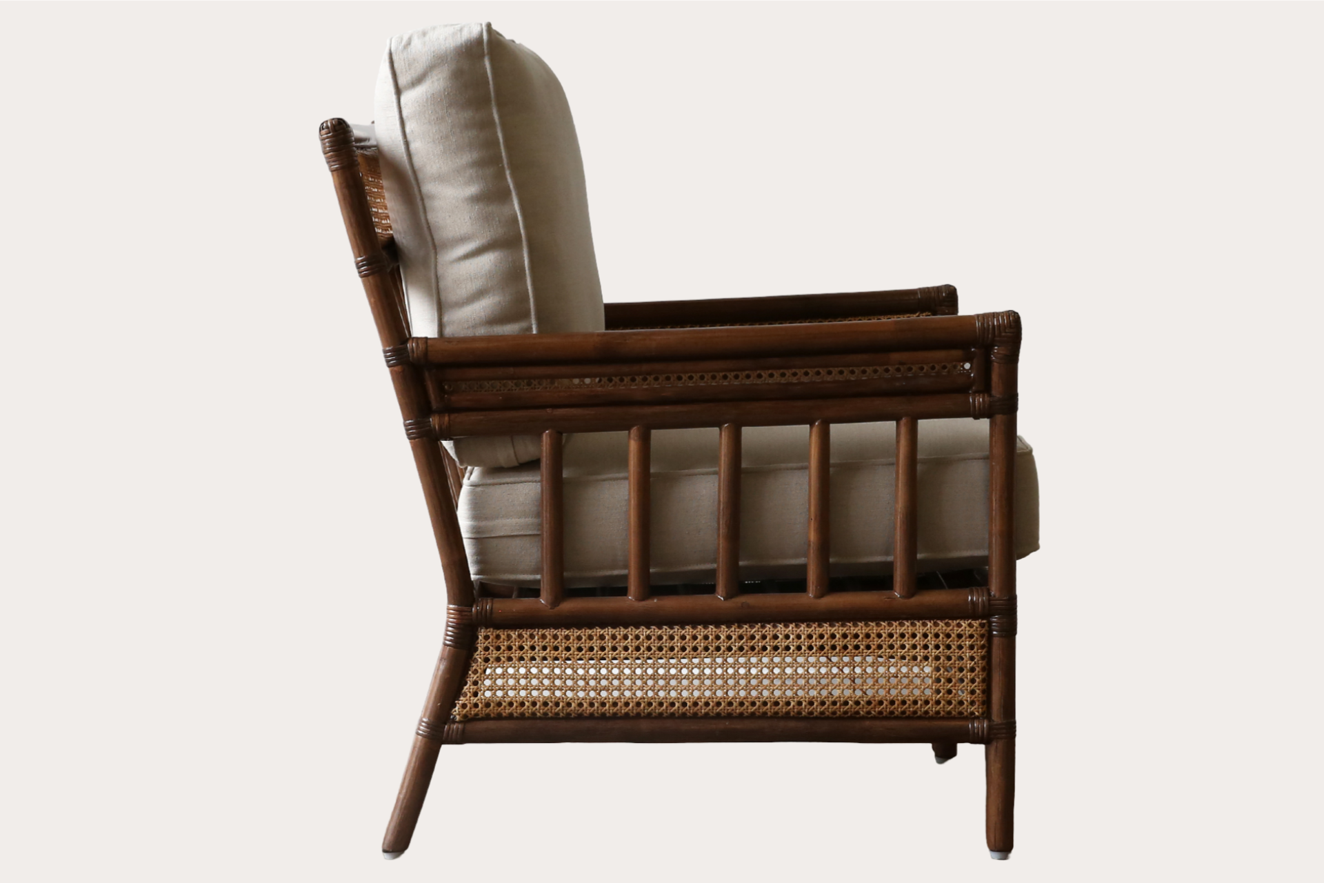 Bergere Armchair. Brown Wash with Natural weave.